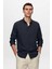Slim Fit Lacivert Oxford Düğmeli Yaka Kolay Ütülenebilir Nakış Detaylı Pamuklu Gömlek 4HC02ORT03265 1