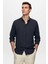 Slim Fit Lacivert Oxford Düğmeli Yaka Kolay Ütülenebilir Nakış Detaylı Pamuklu Gömlek 4HC02ORT03265 3