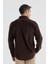 Kahve Comfort Fit Düğmeli Yaka Pamuklu Kadife Gömlek 4