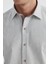 Gri Comfort Fit Gizli Düğmeli Yaka Gömlek 3