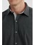 Antrasit Comfort Fit Gizli Düğmeli Yaka Gömlek 3