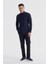 Lacivert Slim Fit Desenli Klasik Kravatlık Pamuklu Gömlek 2