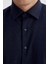 Lacivert Slim Fit Desenli Klasik Kravatlık Pamuklu Gömlek 3
