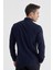 Lacivert Slim Fit Desenli Klasik Kravatlık Pamuklu Gömlek 4
