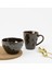 Porselen Kupa Kase Seti Bowl Mug Kahvaltı Ikili Set (Koyu Kahverengi) 1
