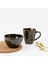 Porselen Kupa Kase Seti Bowl Mug Kahvaltı Ikili Set (Koyu Kahverengi) 2