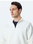 Uzun Kollu Pamuk Karışımlı Basic Yarım Fermuarlı Sweatshirt 1