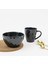 Porselen Kupa Kase Seti Bowl Mug Kahvaltı Ikili Set (Koyu Yeşil) 1