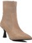Hakiki Deri Bej Süet Kadın Topuklu Bot 1