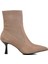 Hakiki Deri Bej Süet Kadın Topuklu Bot 3
