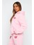 Pembe Unisex Comfort Club Yazılı Kapüşonlu Oversize Hoodie 2