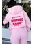 Pembe Unisex Comfort Club Yazılı Kapüşonlu Oversize Hoodie 4