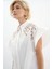 Dantelli Fırfırlı Kol Beyaz Pamuk Gömlek 3