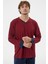 V Yaka Rahat Kalıp Pijama Takım - Bordo 4