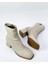 Krem Streç Alçak Fermuarli Kadin Botu 2