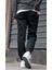 Erkek Siyah Jogger Kot Pantolon - Lastikli Bel ve Paça, Yıkamalı Denim 3