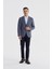Lacivert Slim Fit Ekose Kareli Çift Yırtmaçlı Ceket 1