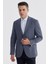 Lacivert Slim Fit Ekose Kareli Çift Yırtmaçlı Ceket 2