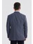 Lacivert Slim Fit Ekose Kareli Çift Yırtmaçlı Ceket 4