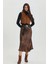 Leopar Desenli Midi Boy Saten Etek Taba 3