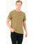Msw erkek Regular Fit Kısa Kollu Keten Haki T-Shirt 1
