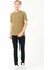 Msw erkek Regular Fit Kısa Kollu Keten Haki T-Shirt 2
