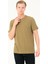 Msw erkek Regular Fit Kısa Kollu Keten Haki T-Shirt 3