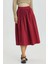 Beli Lastikli Hacimli Midi Boy Kloş Etek Bordo 2