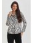 Leoplar Desenli Saten Gömlek Siyah - Gri 1