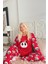 Standart Kol Kırmızı Life Panda Desenli Kadın Peluş Pijama Takımı Düz Lastikli Basic Normal Bel 3