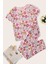 Polyester Kısa Kollu Alt Uzun Donut Baskılı Pijama Takımı Kırmızı Regular 2 Parça Hayır Regular Ask 1