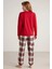 Sweatshirt-Pantolon Nautica Bisiklet Yaka Uzun Kollu Modal Pamuk Altı Ekose Kadın Pijama Takım Günl 3