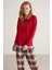 Sweatshirt-Pantolon Nautica Bisiklet Yaka Uzun Kollu Modal Pamuk Altı Ekose Kadın Pijama Takım Günl 5
