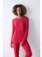 Hırka-Jogger Bloom Soft Kırmızı Pantolon Pijama Takımı Kısa Düz Paça Homewear Tam Boy V Yaka Regula 3