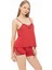 Kısa Mikro Penye Kumaş Şortlu Pijama Takımı Düz Homewear Hayır Kırmızı Basic Parça Pamuk Polyester 3