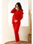 Regular Kırmızı Dantelli Hamile Lohusa Pijama Takımı 2727UY Klasik Uzun Kırmızı Uzun Type 1 Düz Vis 1