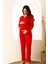 Regular Kırmızı Dantelli Hamile Lohusa Pijama Takımı 2727UY Klasik Uzun Kırmızı Uzun Type 1 Düz Vis 5