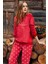 Kırmızı Kadın Süper Soft Pijama Takımı Polyester 100% Polyester Uzun Kol Düz Uzun Homewear Düz Basi 1