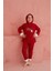 Yumoş Kırmızı Shine Yıldız Desenli Bisiklet Yaka Peluş Polar Pijama Takım Cool & Comfort Lastikli Ö 3