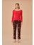 Polyester Koalina Pijama Takımı Viskon Süprem Uzun Düz Basic Kırmızı Regular Örme Homewear Normal B 1