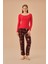 Polyester Koalina Pijama Takımı Viskon Süprem Uzun Düz Basic Kırmızı Regular Örme Homewear Normal B 2