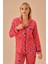 Regular Panda Maskülen Pijama Takımı 2'li Uzun Homewear Basic Standart 2 Parça Kırmızı Örme Düz Nor 3