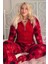 Lounge/home Kırmızı Kartanesi Desenli Kadın Polar Peluş Tulum Pijama Kapüşonlu Desenli Tüm Yaş Grup 1
