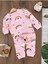 Kız Bebek Pijama Takımı Gökkuşağı Kalp Desenli %100 Pamuk Mevsimlik Bebek-Çocuk Pijama Takımı 1