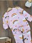 Kız Bebek Pijama Takımı Gökkuşağı Kalp Desenli %100 Pamuk Mevsimlik Bebek-Çocuk Pijama Takımı 3