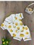 Kruvaze Yaka Önden Düğmeli Rahat Kalıp Yazlık Unisex Bebek Pijama Takımı %100 Pamuk 1