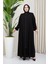 Medine Ipeği Tesettür Pile Detaylı Ferace MDC-0165 Siyah 1