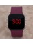 Trend Bordo Renk Siyah Kasa Silikon Kordonlu Dijital Unisex Kadın Kol Saati ST-303952 1