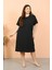 Kadın Büyük Beden Penye Kısa Kol Siyah Gecelik 12502 5