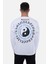 Erkek Oversize Bisiklet Yaka Libingahope Baskılı Beyaz Sweatshirt M Lbg 1b 2